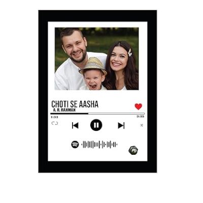 Personalized Spotify Song Family Photo Frame Customized Your Photo & Song Barcode Scannable Spotify Code Gift For Anniversary Birthday Gift for Music Lover